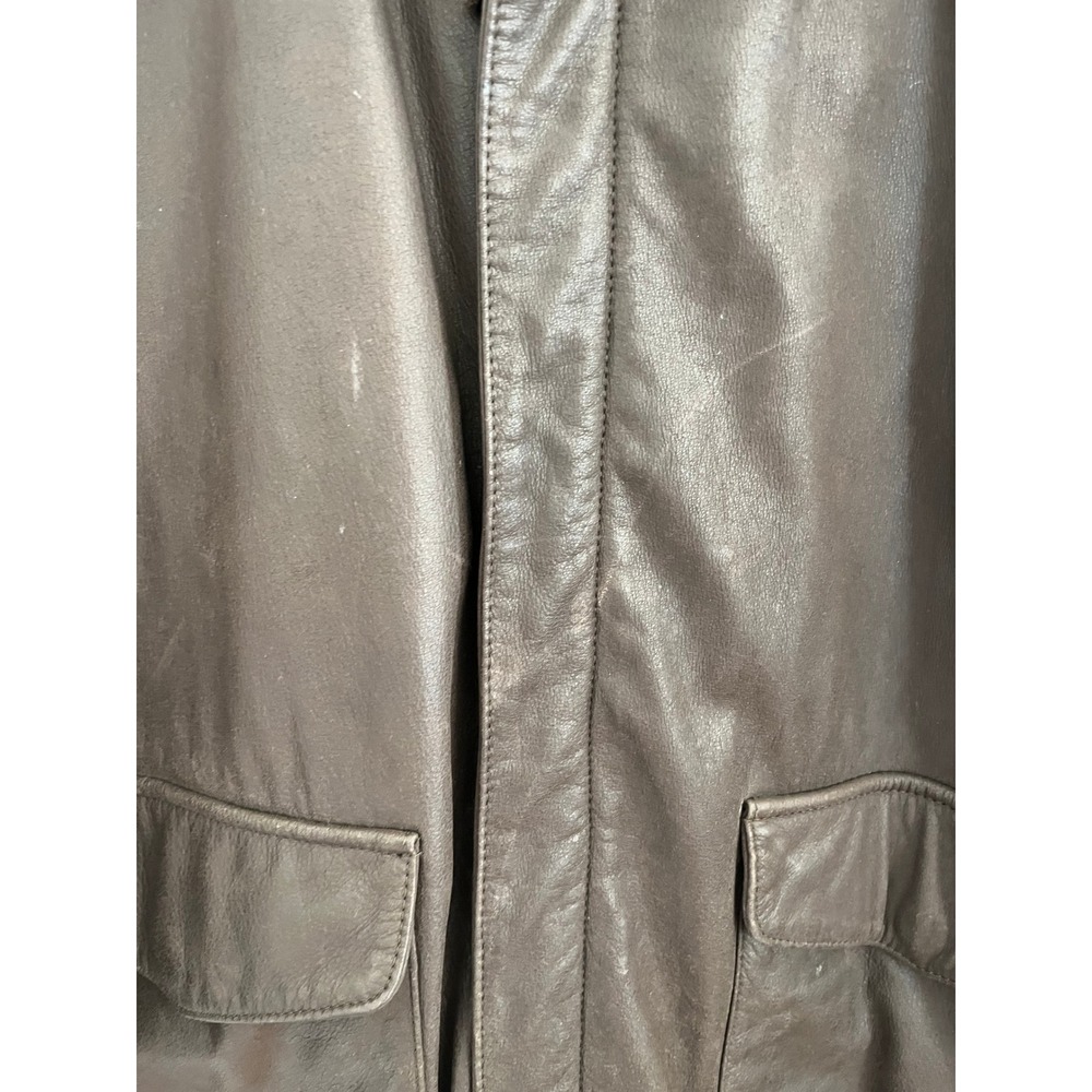 G-III Authentic Bomber Brown Leather Flight Jacket - Picture 6 of 8